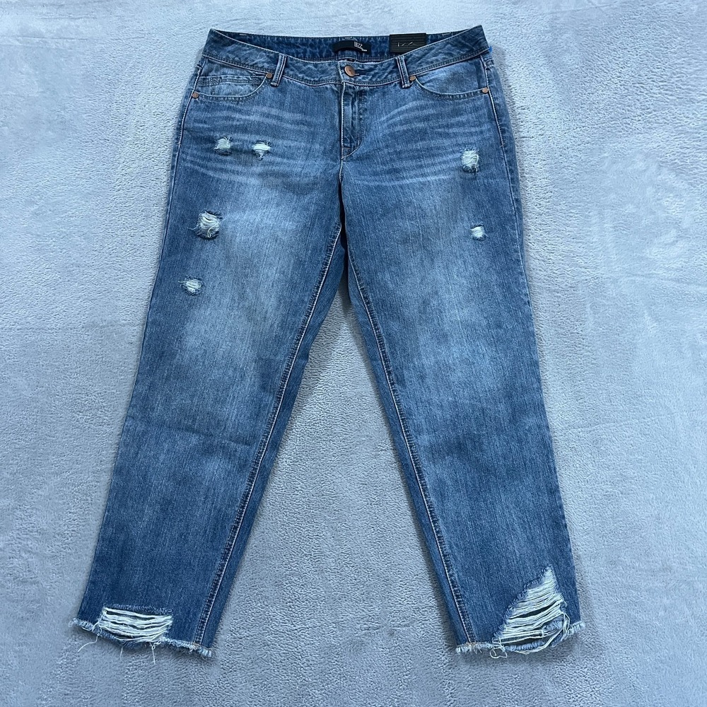 1822 Denim Slim Boyfriend Jeans Womens 30 Distressed Blue Denim Western Cowgirl